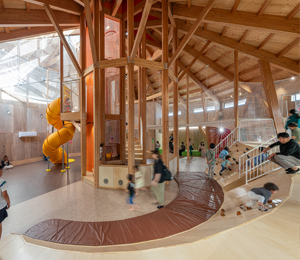 木架構の立体回遊あそび空間をつくる —本開発公園屋内遊具場—